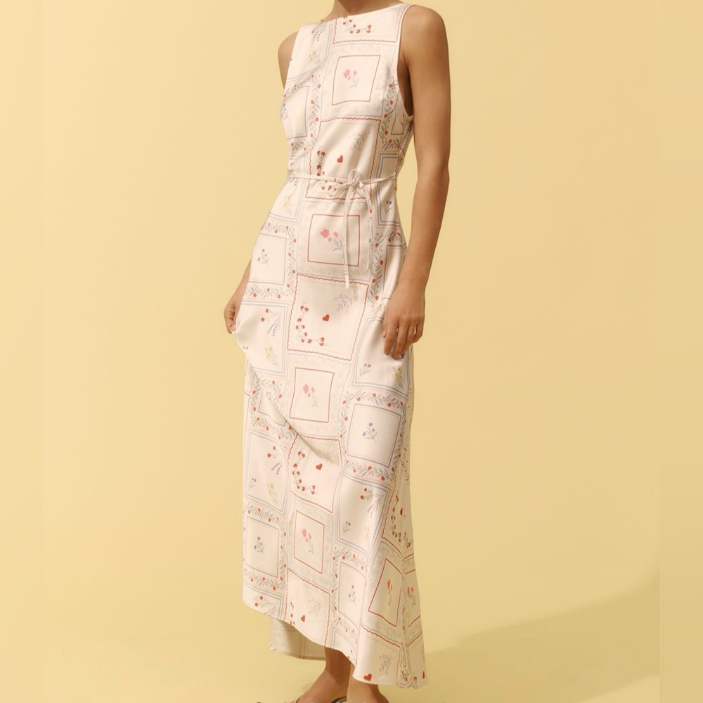 NWT Anthropologie Cream Floral Print Maxi Dress